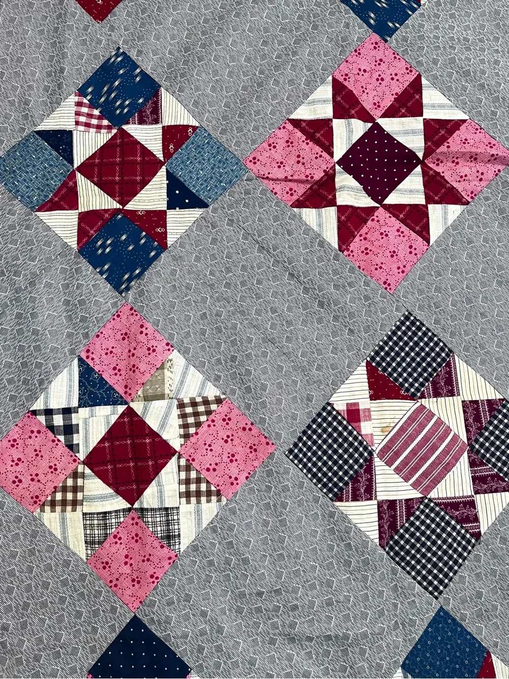 Antique 1890s Patchwork Quilt Top Nine Patch 78
